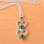 sterling silver emerald heart necklace