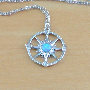 blue opal compass necklace