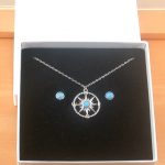 blue opal compass necklace and earrings
