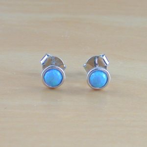 blue opal stud earrings