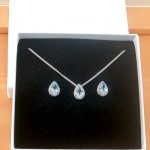 sterling silver blue topaz and Cz necklace and earrings