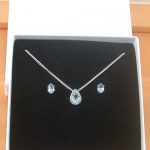 blue topaz and Cz necklace and oval earrings