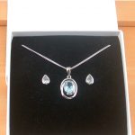 blue topaz oval necklace and stud earrings