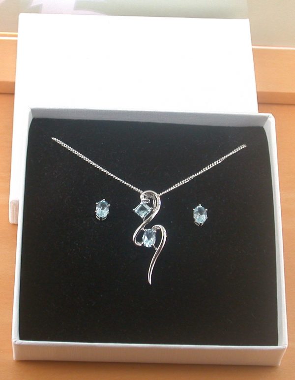 sterling silver topaz necklace and earrings