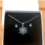 blue topaz triquetra necklace and earrings