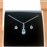 blue topaz wishbone necklace and earrings uk