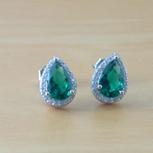 emerald & Cz stud earrings