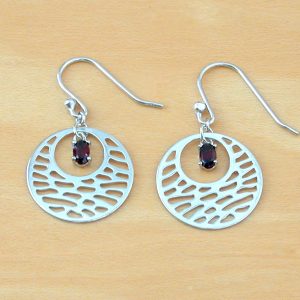 garnet circle earrings