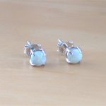 white opal stud earrings