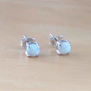 white opal stud earrings