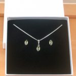 sterling silver peridot marquise necklace and earrings