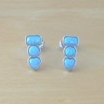 blue opal rectangle stud earrings