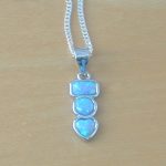 sterling silver blue opal rectangle necklace