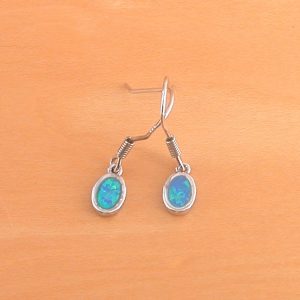 sterling silver blue opal drop earrings
