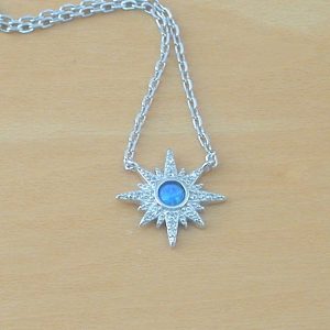 sterling silver blue opal star necklace