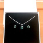 silver emerald necklace and earrings uk