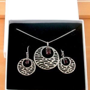 Garnet Necklace and Earrings