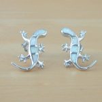sterling silver opal gecko earrings