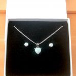 opal heart necklace and earrings