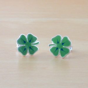 sterling silver four leaf clover earrings