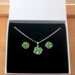 sterling silver four leaf clover necklace and earrings