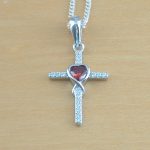 garnet & Cz cross pendant