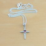 sterling silver garnet & Cz cross necklace