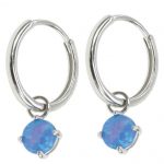 blue opal hoop earrings