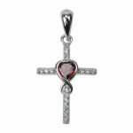silver garnet cross pendant