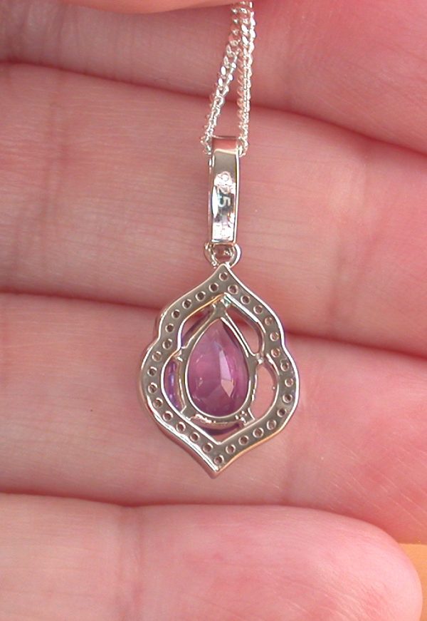 Sterling Silver Amethyst  & Cz Pendant & Chain - Image 6