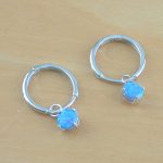 blue opal hoop earrings