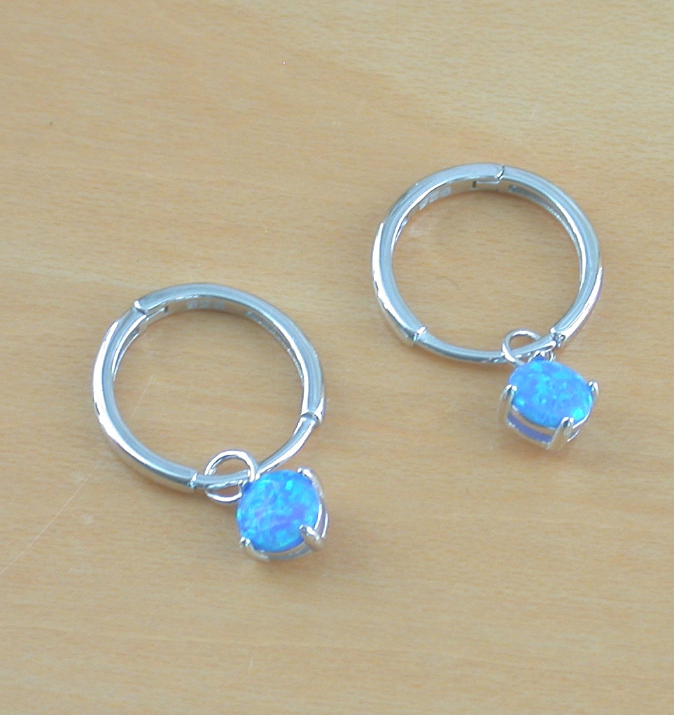 blue opal hoop earrings