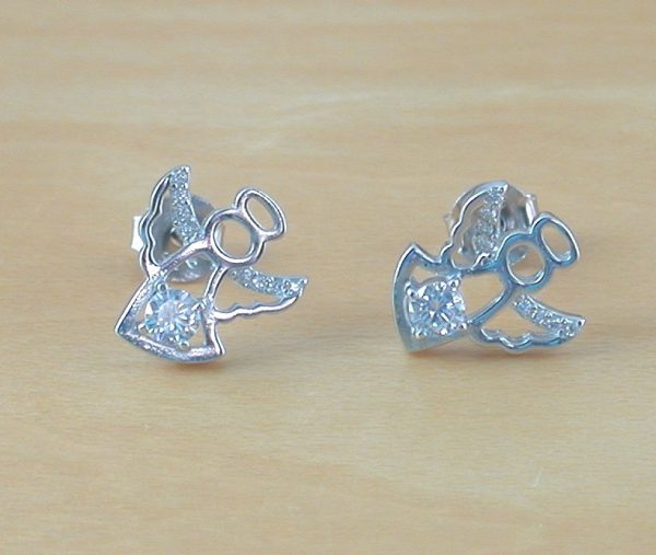 cz angel stud earrings