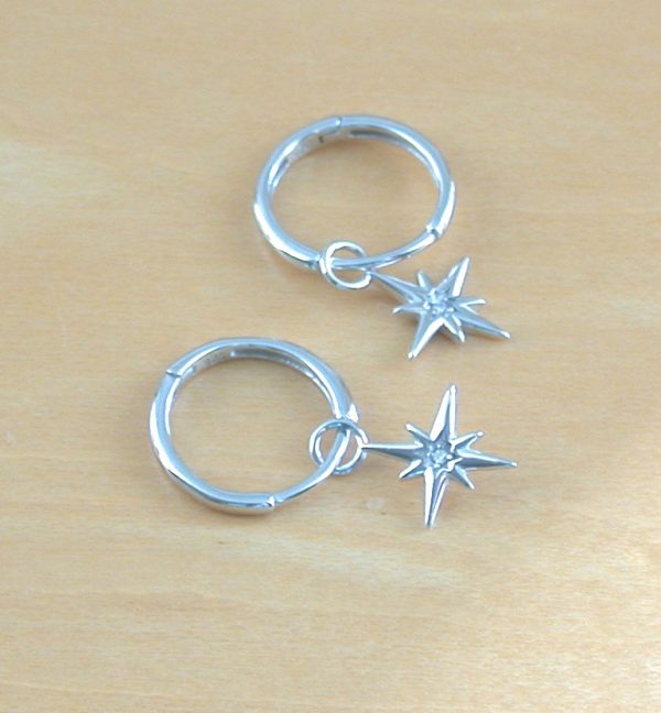 sterling silver star hoop earrings