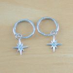 silver star hoop earrings
