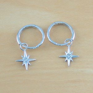 silver star hoop earrings