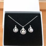 sterling silver white freshwater pearl necklace and earrings
