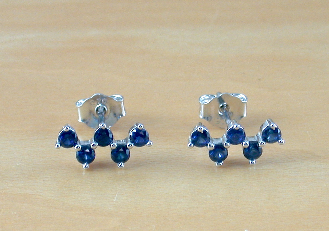 sterling silver sapphire stud earrings