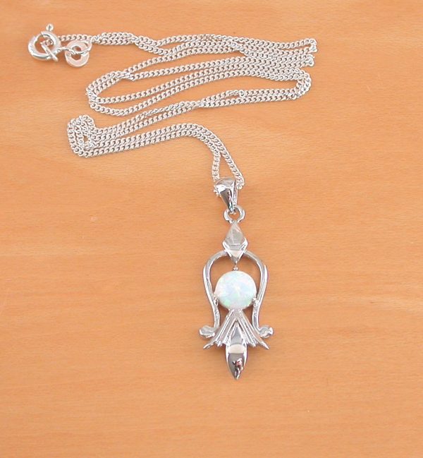 silver opal pendant and chain