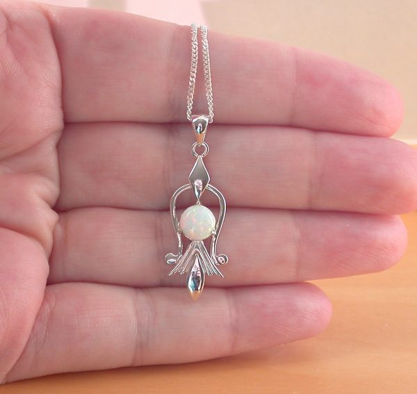 storing silver white opal necklace