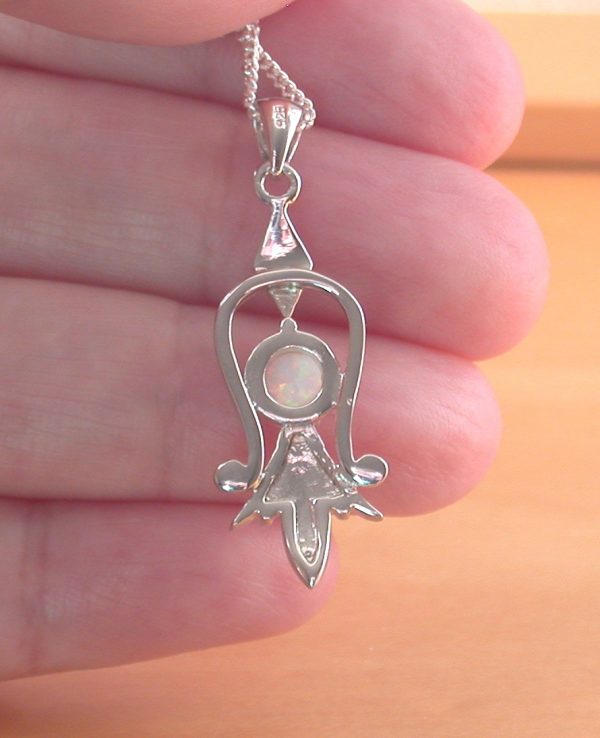 Sterling Silver White Opal Pendant & Chain - Image 4