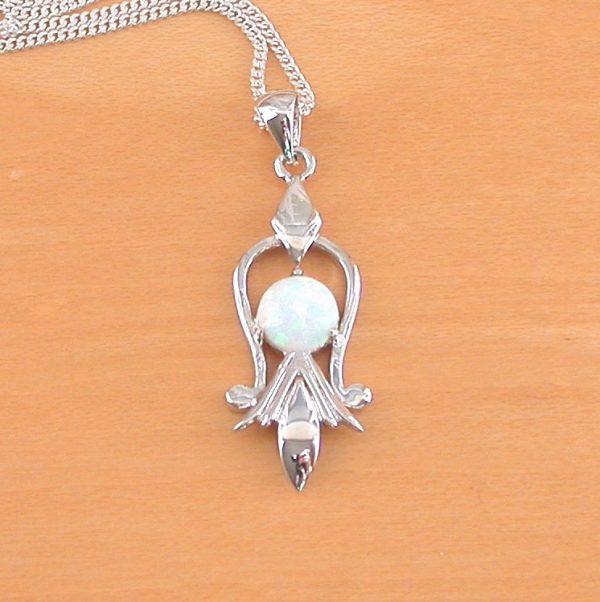 sterling silver white opal necklace