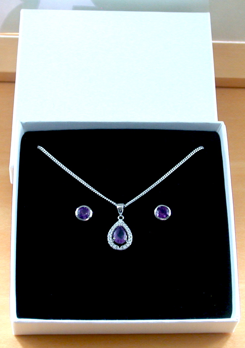 sterling silver amethyst necklace and earrings