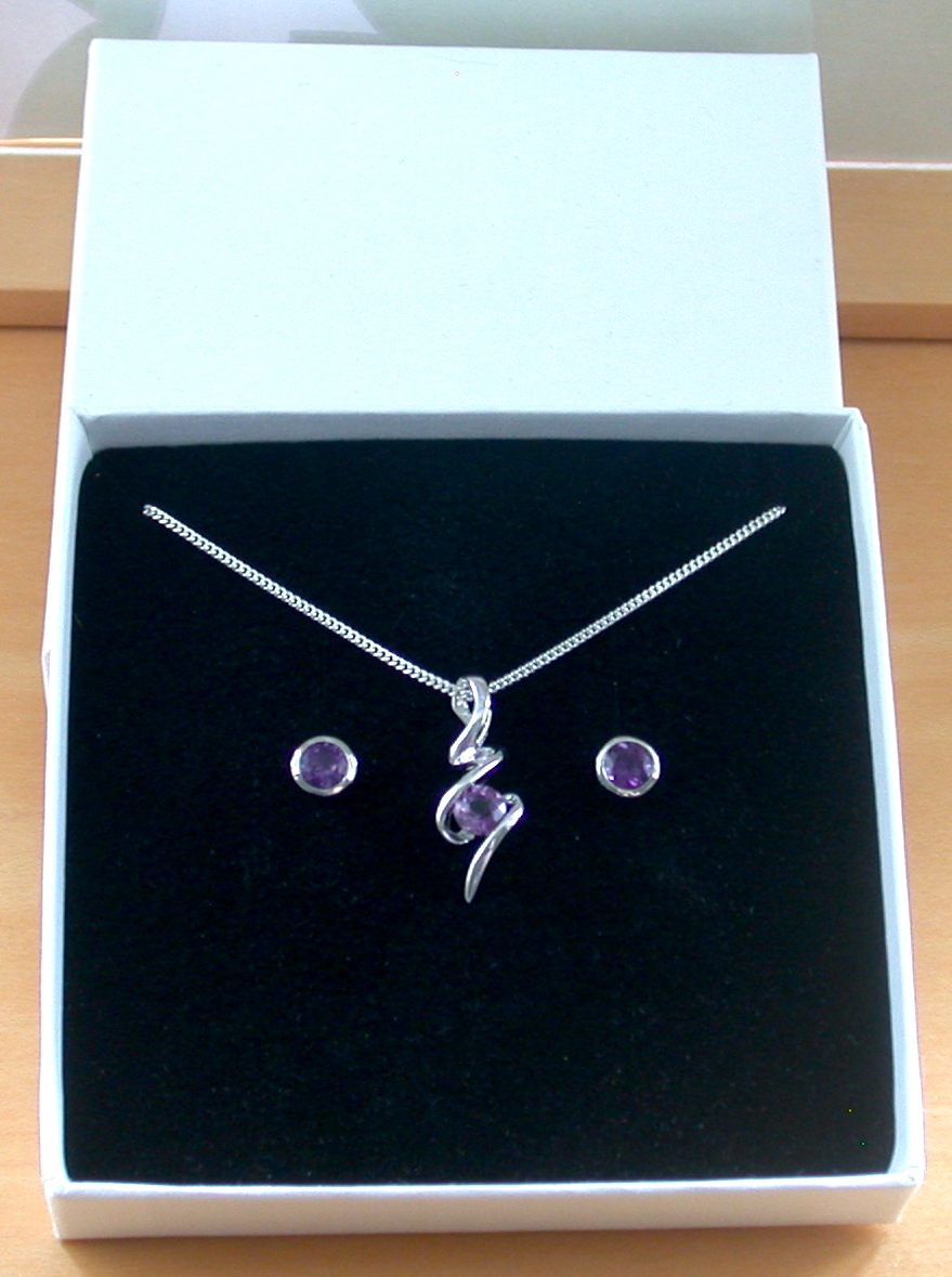amethyst necklace and earrings uk