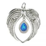 blue opal angel wing necklace