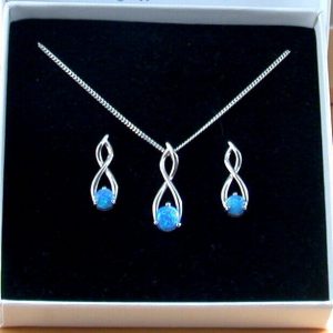 Blue Opal Necklace and Earrings