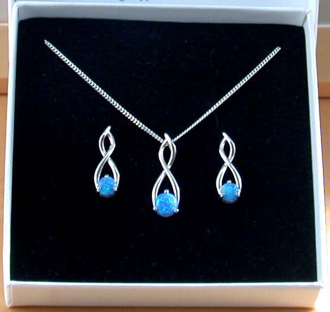 blue opal necklace and earrings uk
