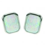 white opal rectangle earrings