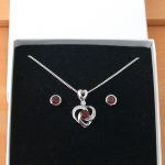 sterling silver garnet heart necklace and earrings