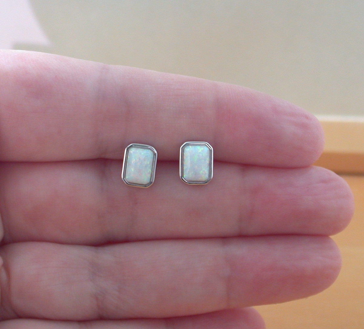 sterling silver opal earrings